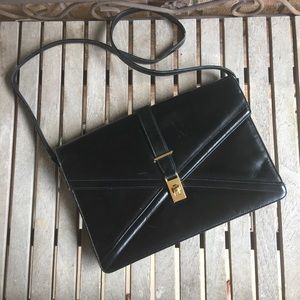 Vintage Black Jay Herbert Envelope Shoulder Crossbody Leather Bag